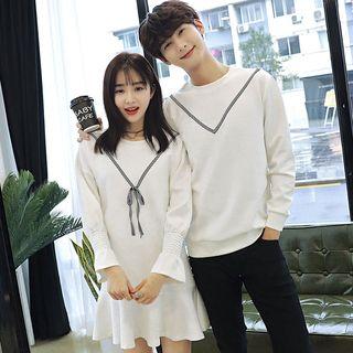Couple Matching Chevron Sweatshirt / Long-sleeve Dress