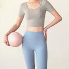 Short-sleeve Square Neck Crop Sports Top