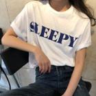 Letter Print Short Sleeve T-shirt As Shown In Figure - One Size