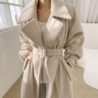 Wide-lapel Belt-detail Coat
