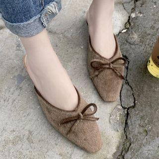Ribbon Pointed Low Heel Mules
