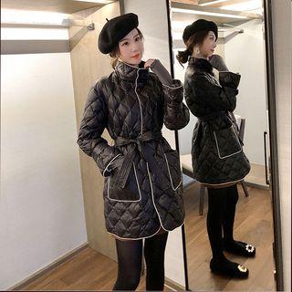 Tie-waist Quilted Padded Coat