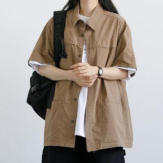 Plain Oversized Short Sleeve Cargo Jacket