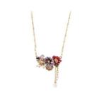 Fashion And Elegant Plated Gold Enamel Flower Bird Tassel Necklace With Cubic Zirconia And Imitation Pearls Golden - One Size