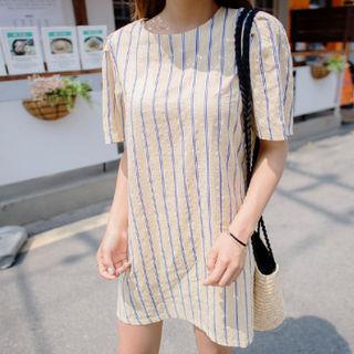 Puff-sleeve Striped Minidress