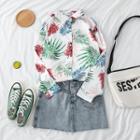 Flower Print Long-sleeve Shirt As Shown In Figure - One Size