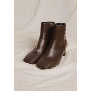 Square-toe Block-heel Ankle Boots