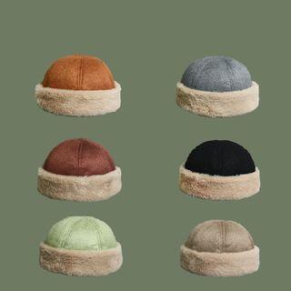 Faux Fur Panel Brimless Hat