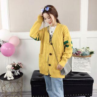Color Block Knit Long-sleeve Jacket