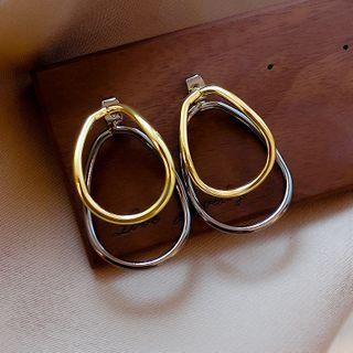 Oval Alloy Earring 1 Pc - Gold - One Size