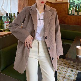 Plain Single Breasted Corduroy Blazer