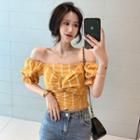 Striped Off-shoulder Slim-fit Top