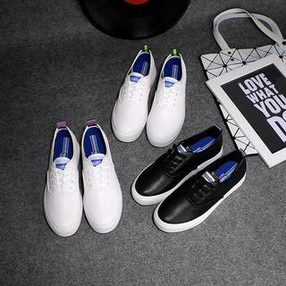 Plain Faux Leather Sneakers