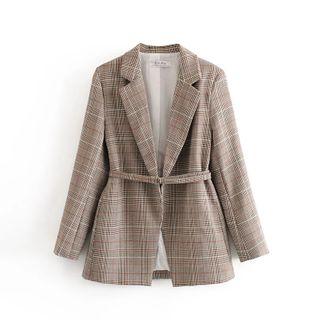 Set: Plaid Blazer + Belt