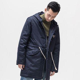 Chinese-style Frog-button Embroidered Hooded Long Jacket