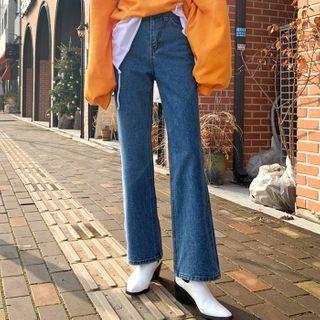 Napped Washed Boot-cut Jeans