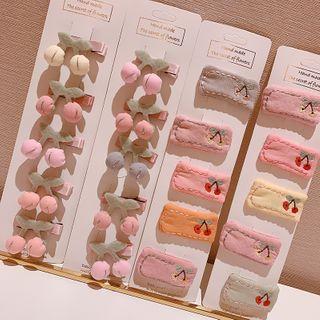 Set: Fabric Cherry Hair Clip