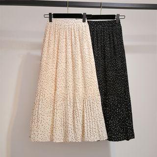 Midi Accordion Pleat Dotted A-line Chiffon Skirt