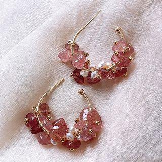Petal Hoop Earring 1 Pair - As Shown In Figure - One Size