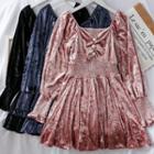 Velvet Ruched Mini Dress