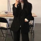 Long-sleeve Plain Blazer / High-waist Wide-leg Pants / High-waist Mini Skirt