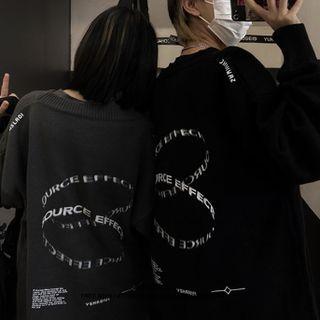 Long Sleeve Letter Print Knit Sweater