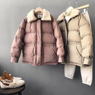 Furry Collar Zip Puffer Jacket