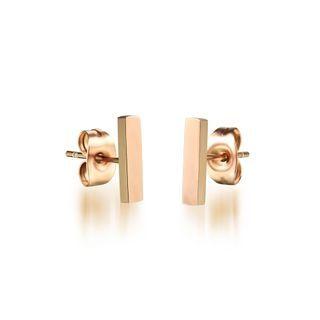 Simple And Fashion Plated Rose Gold Geometric Rectangular Short 316l Stainless Steel Stud Earrings Rose Gold - One Size