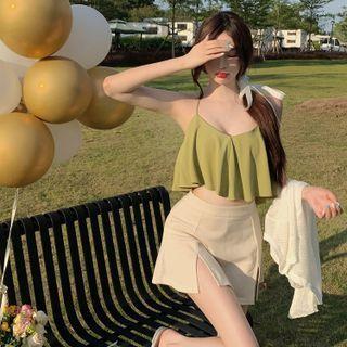 Ruffled Camisole Top / Mini Skirt / Cardigan