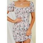 Floral Square-neck Mini Bodycon Dress