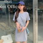 Short Sleeve Ruched Plain T-shirt Dress