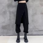 Inset Asymmetrical Skirt Sweatpants Black - One Size