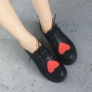 Heart Applique Lace Up Shoes