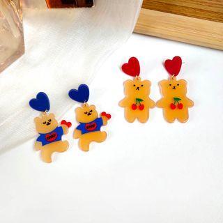 Heart & Bear Resin Dangle Earring