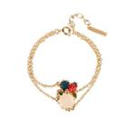 Fashion And Elegant Plated Gold Enamel Ladybug Cubic Zirconia Double-layer Bracelet Golden - One Size