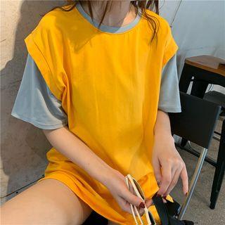 Two Tone Mock Two Piece Top