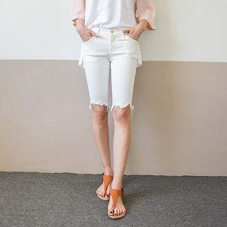 Fray-hem Slim-fit Shorts