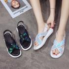 Iridescent Cross Strap Sandals