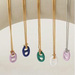 Geometric Glaze Pendant Alloy Necklace