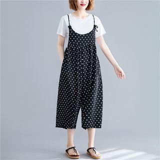 Dotted Cropped Wide-leg Jumper Pants Dotted - Black - One Size