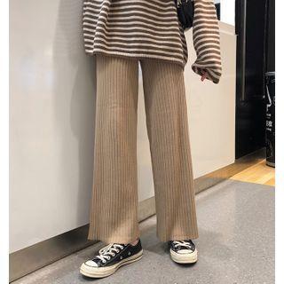 Plain Wide-leg Knit Sweatpants