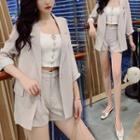 Set: Single-button Blazer + High Waist Shorts