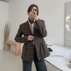 Single-breasted Woolen Plaid Blazer