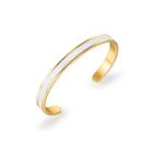 Simple And Classic Plated Gold C-shaped White Leather 316l Stainless Steel Bangle Golden - One Size