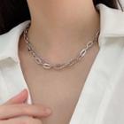 Layered Gemstone Choker Necklace Silver - One Size