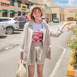 Set: Ramie Blazer + Band-waist Shorts