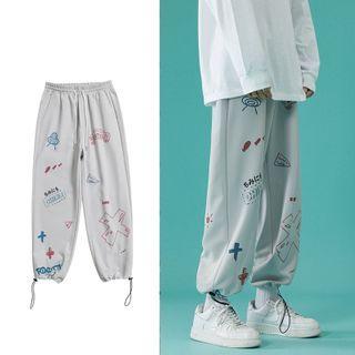 High-waist Graffiti Print Sweatpants