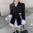 Long-sleeve Shirt / Irregular Cropped Belted Blazer