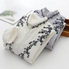 Fleece-lined Floral Embroidered Shirt Jacket