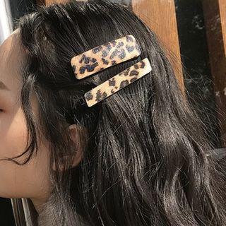 Leopard Print Faux Leather Hair Clip